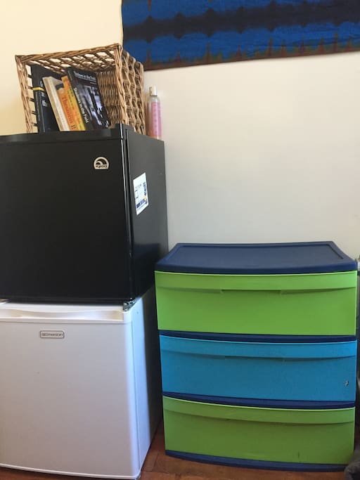 personal fridge to store leftovers and cooking supplies