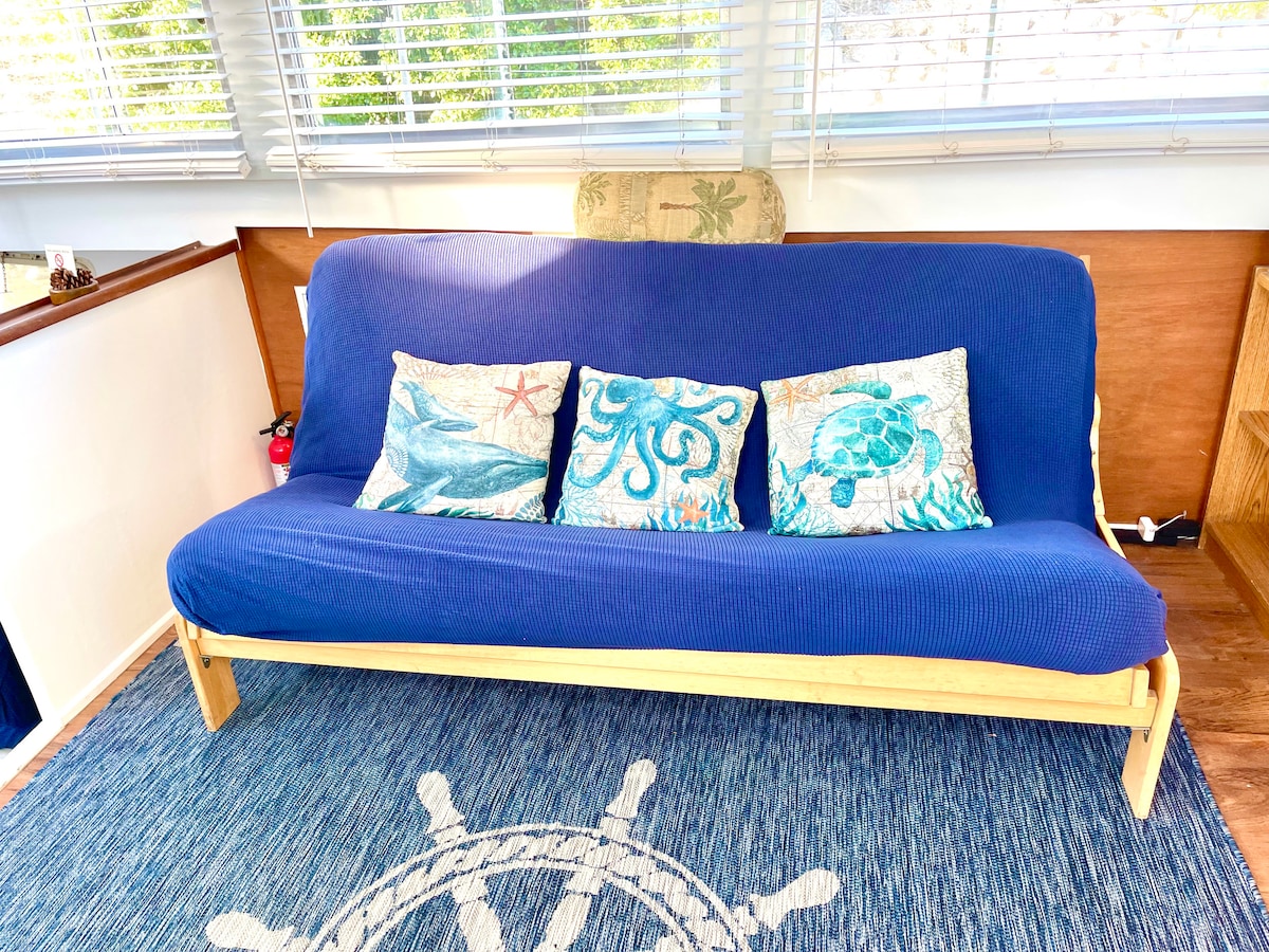 Futon in the living room. 