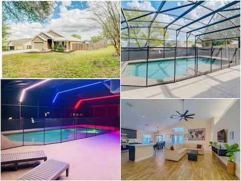 Spacious Getaway ~ Heated LED Pool & Ping Pong