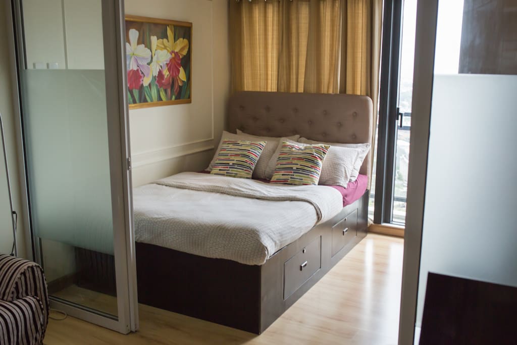 lounge in bed while watching your favorite movie or tv show