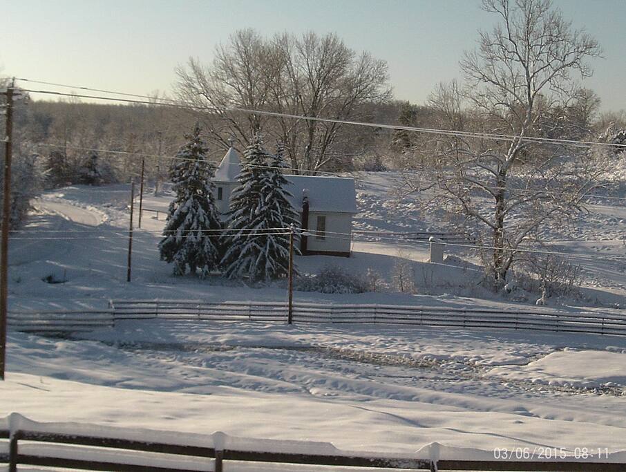 Winter view of Field behind this Church.