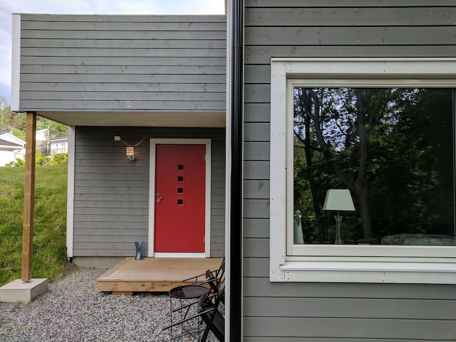 Private entrance to the studio. The window is your view into the green forest we live in.