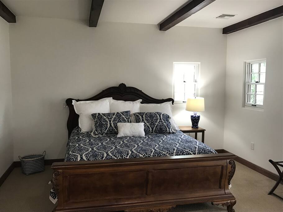 King size bed in the guest room.