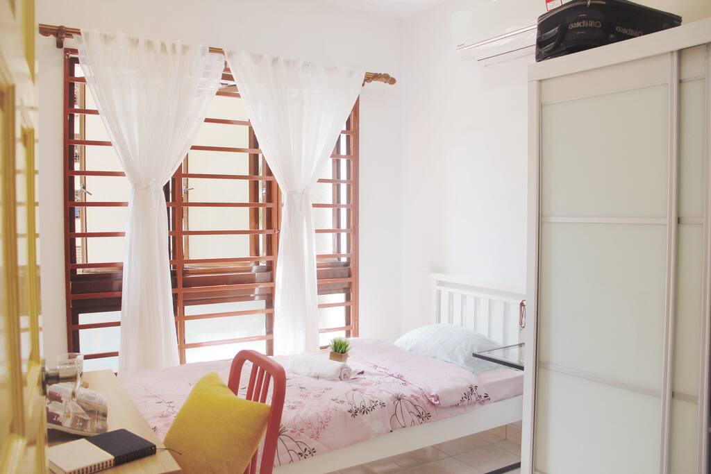 Room with single bed.