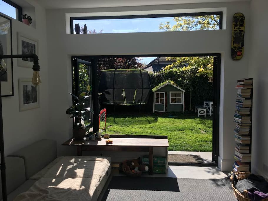 Doors slide open to enjoy the garden