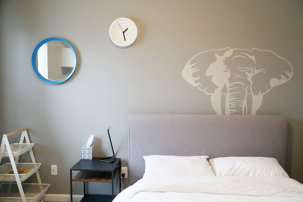 Very comfy full-size memory foam bed in your private bedroom.