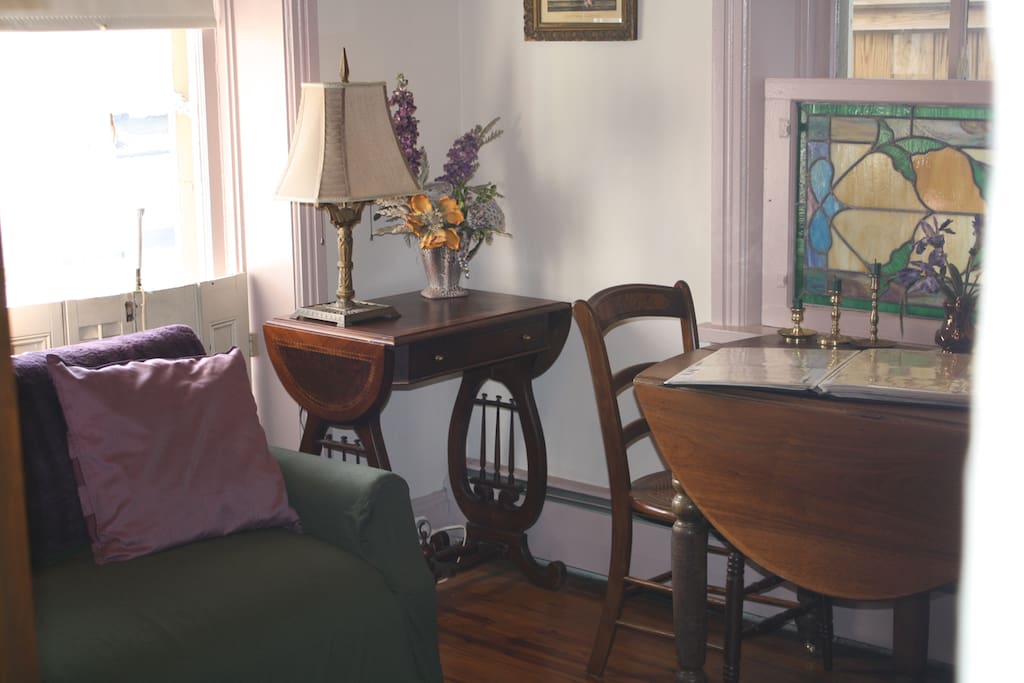 Relax in the Parlor. A sunny and cheery place to read.