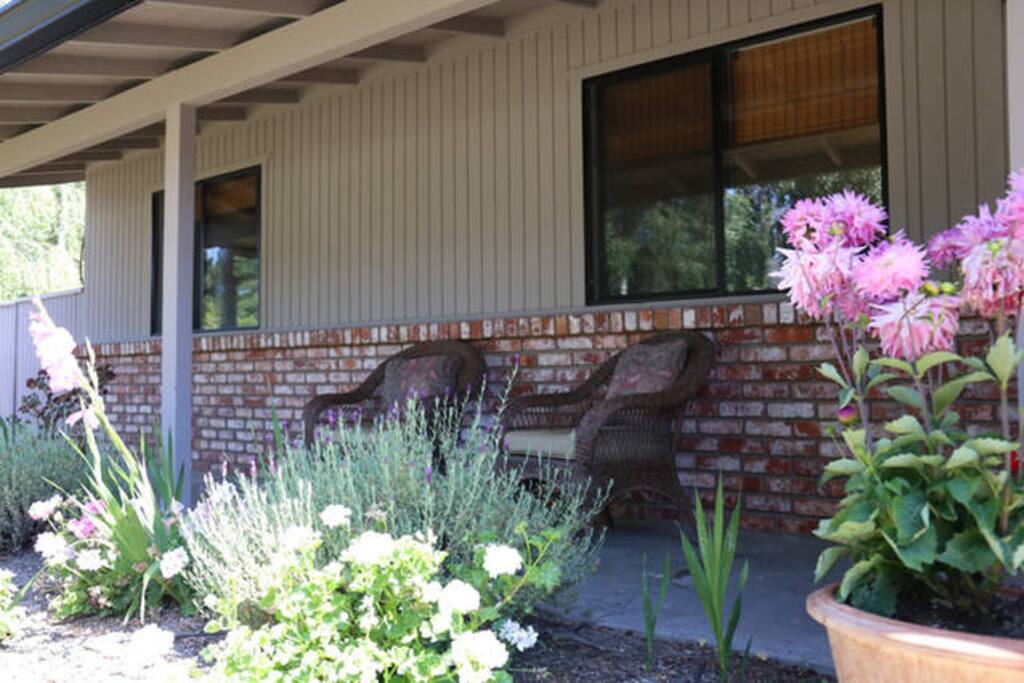 Outdoor seating in the garden.