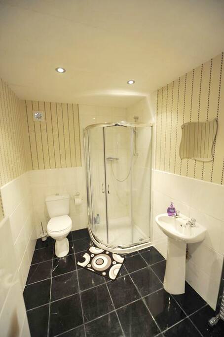 en-suite shower room in marble