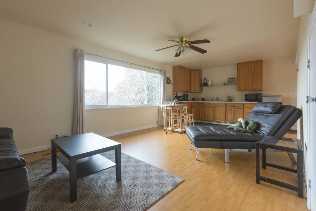 Please note that mini fridge in the picture was replaced by a full size fridge.