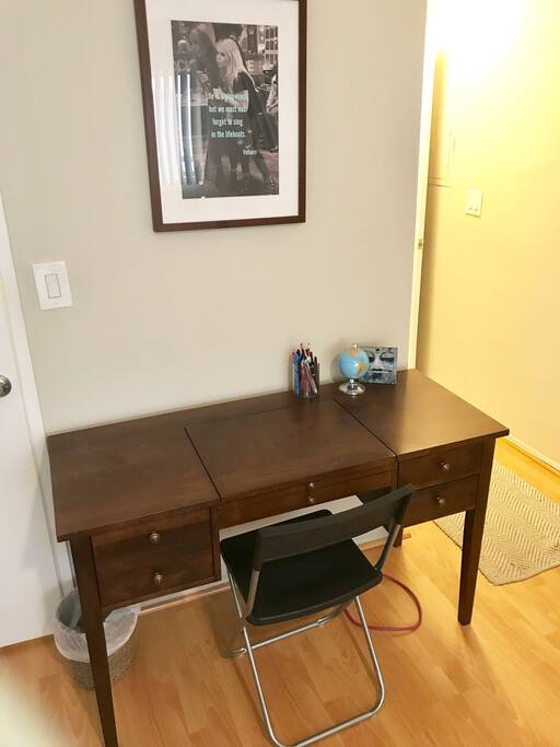 Can be used as desk or top opens to a vanity
