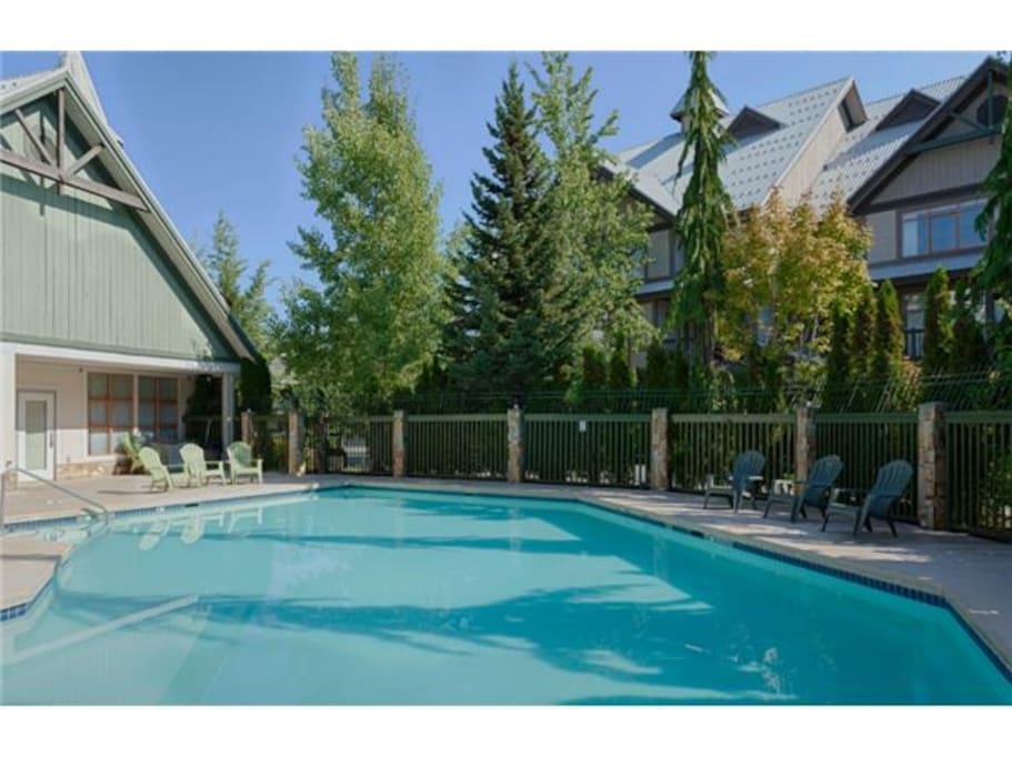 One of the biggest pools and hot tubs in Whistler (heated year round).