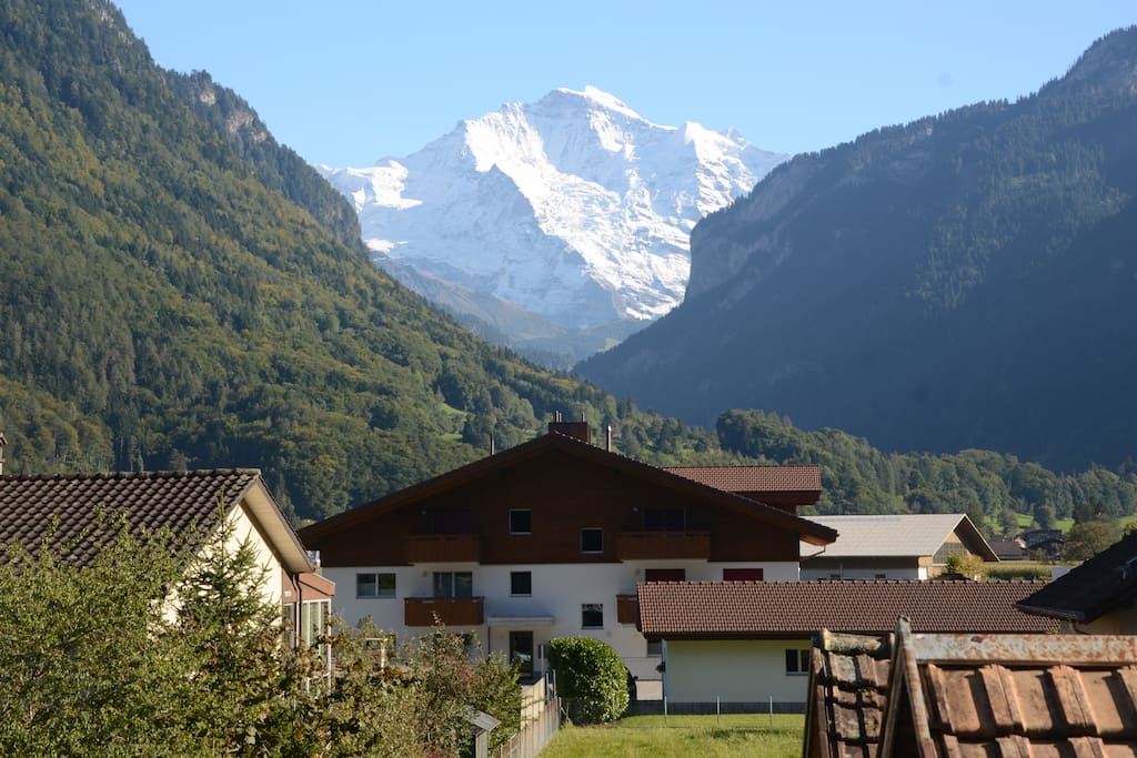 View from windows and from garden of the famous Jungfrau Mountain