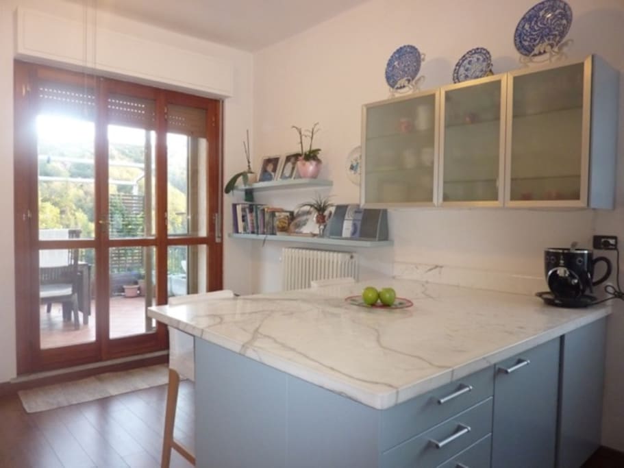 Spacious fully equipped kitchen with access to Terrace