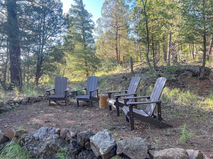 ZIA DEN Cabin, nestled beneath the Ruidoso Pines Cabins for Rent in
