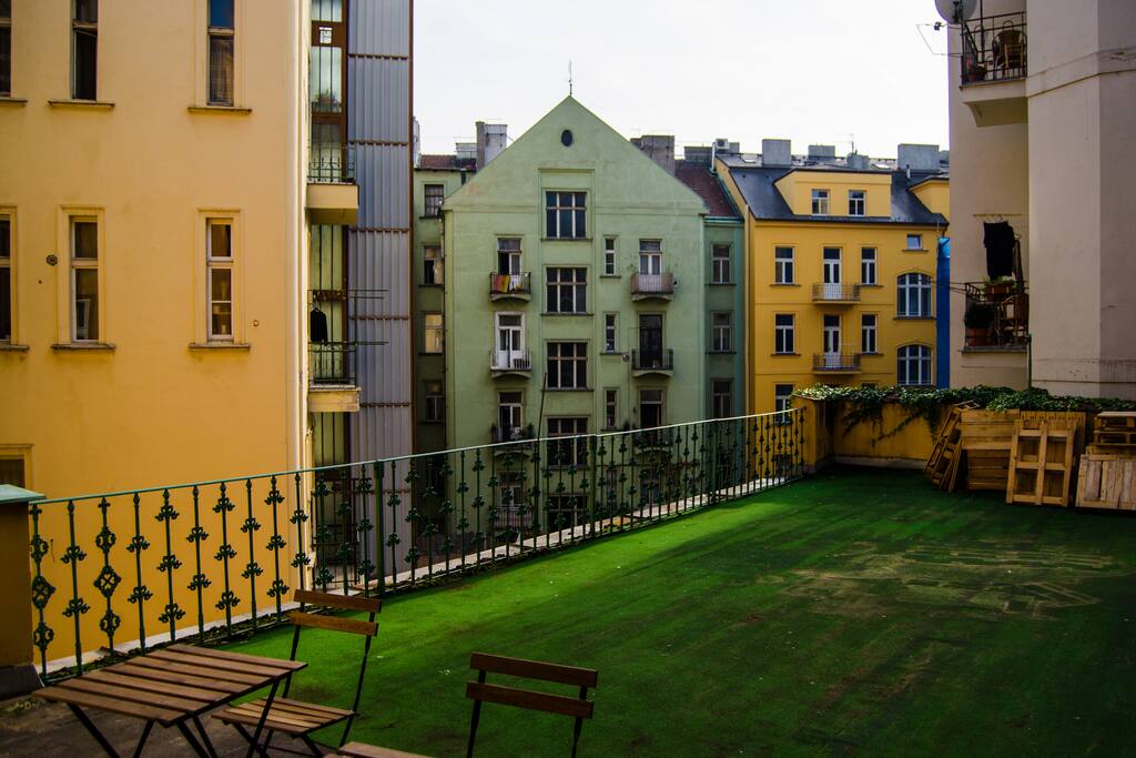 Our 100m2 terrace where you can enjoy your morning coffee on the sunshine.