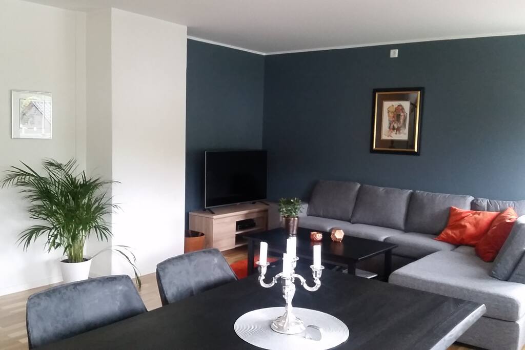 Dining table and living room