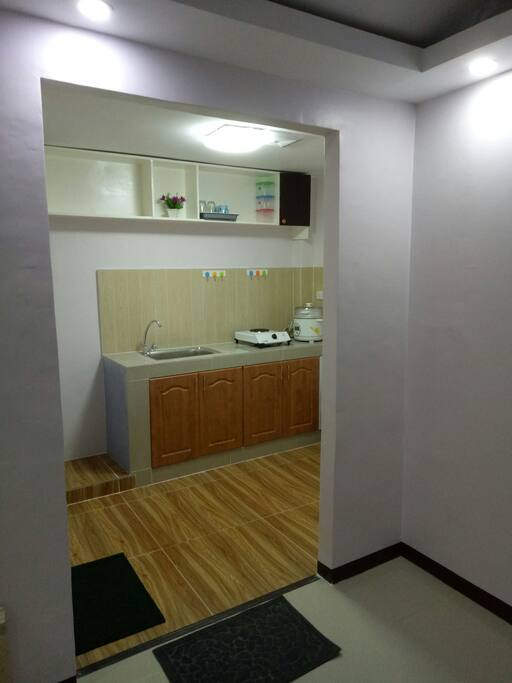 Kitchen entrance view from the dining area.