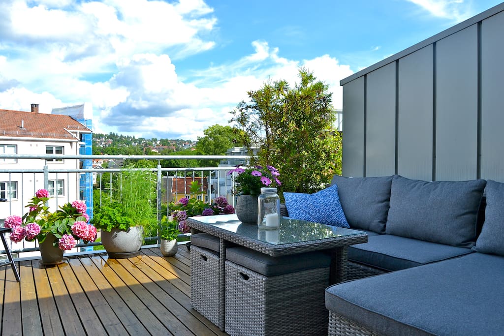 Private terrace with afternoon sun.