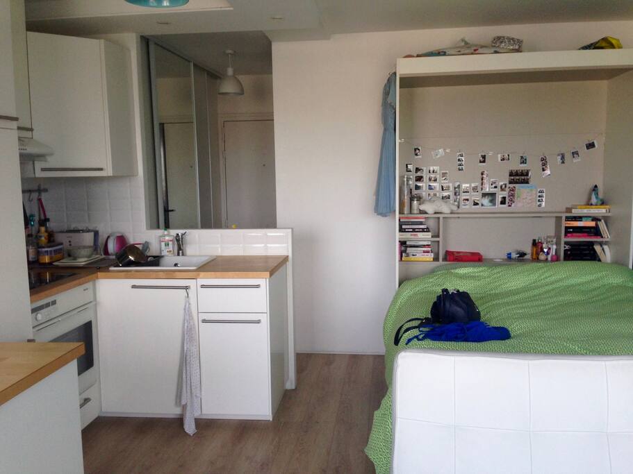 The main room with the retractable bed.