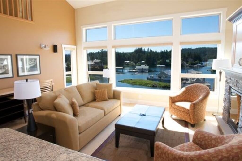 Curl up and read a book in front of the fireplace.
