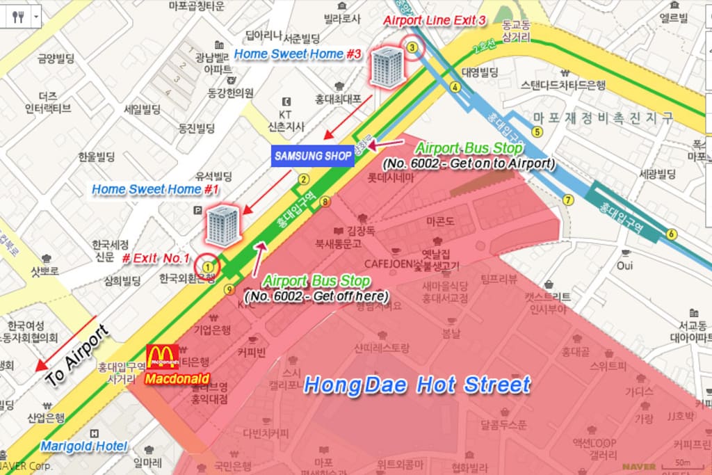 1min away from Hongdae hot place