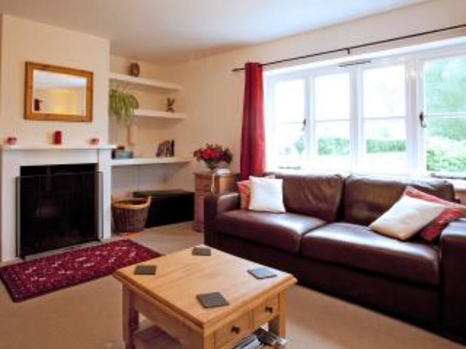 Lounge area with log burner
