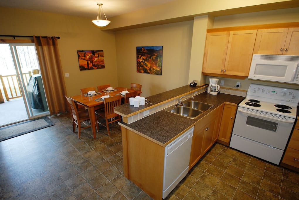 The open-plan design of the condo is perfect for large groups