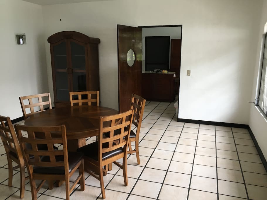 Shared dining room and kitchen area
