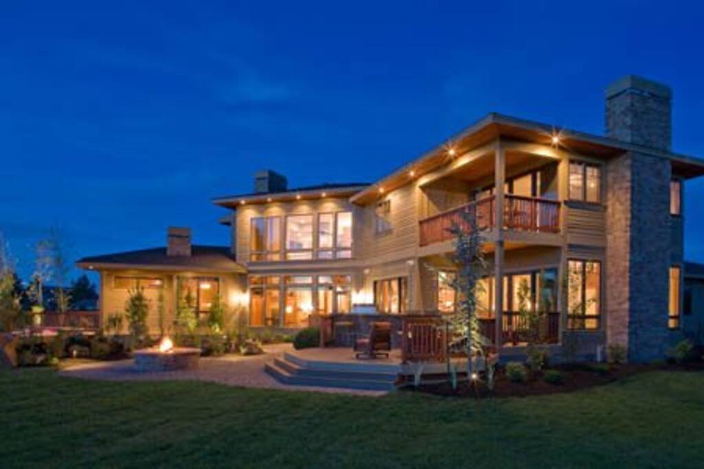 You have amazing views off the back deck and balcony. Enjoy the water feature and the large hot tub