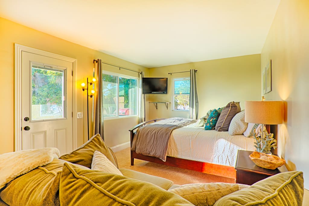 Sunny, bright home offers ample sleeping and lounging space.