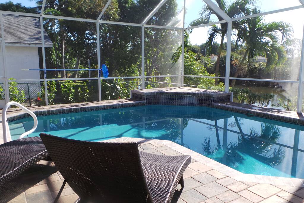 Recently upgraded lanai with new pavers