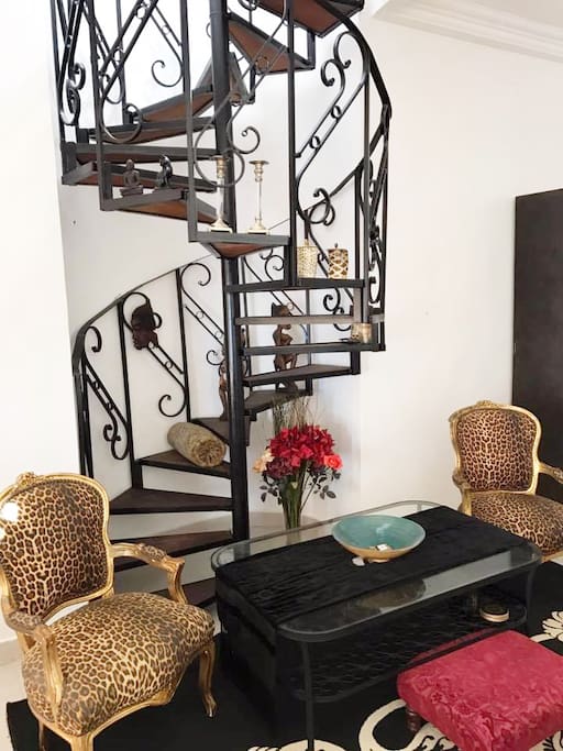 The Spiral Staircase leads up to your own private Rooftop Terrace
