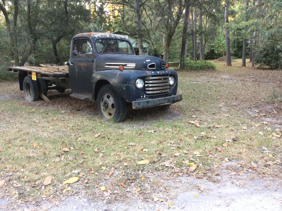 1953 Ford Farm Truck on Property in front yard of The Cottage at Cypress Grove