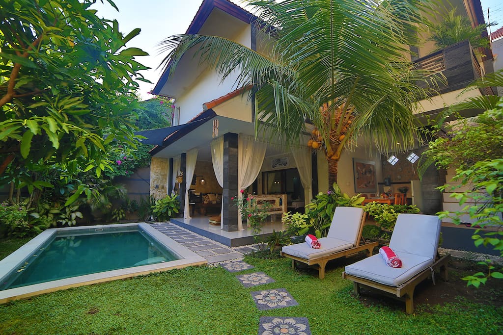 Spacious garden with crystal clean swimming pool is the best place to have a sun bath