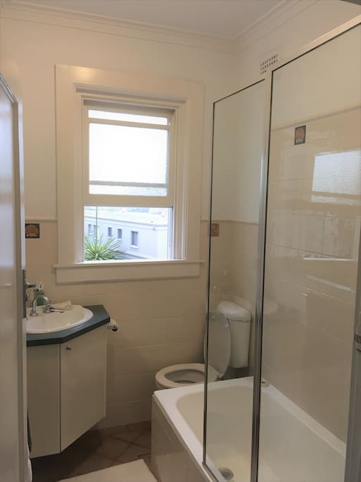 Bathroom with water views