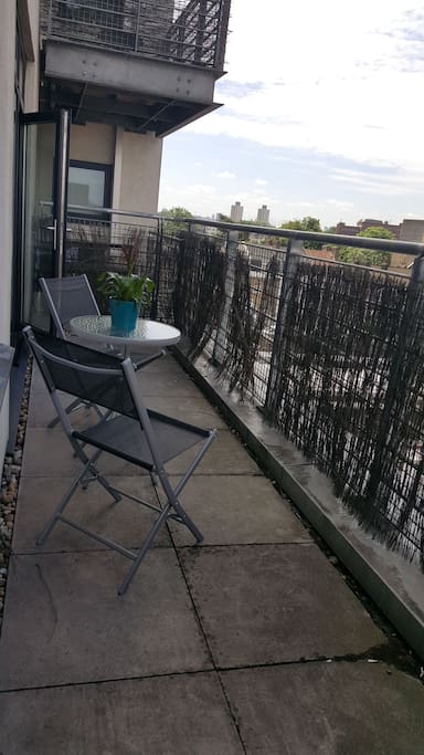 Terrace with view of O2 arena in the distance