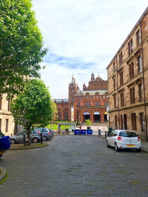 The street: no through-traffic, so quiet and peaceful in the heart of Glasgow's West End