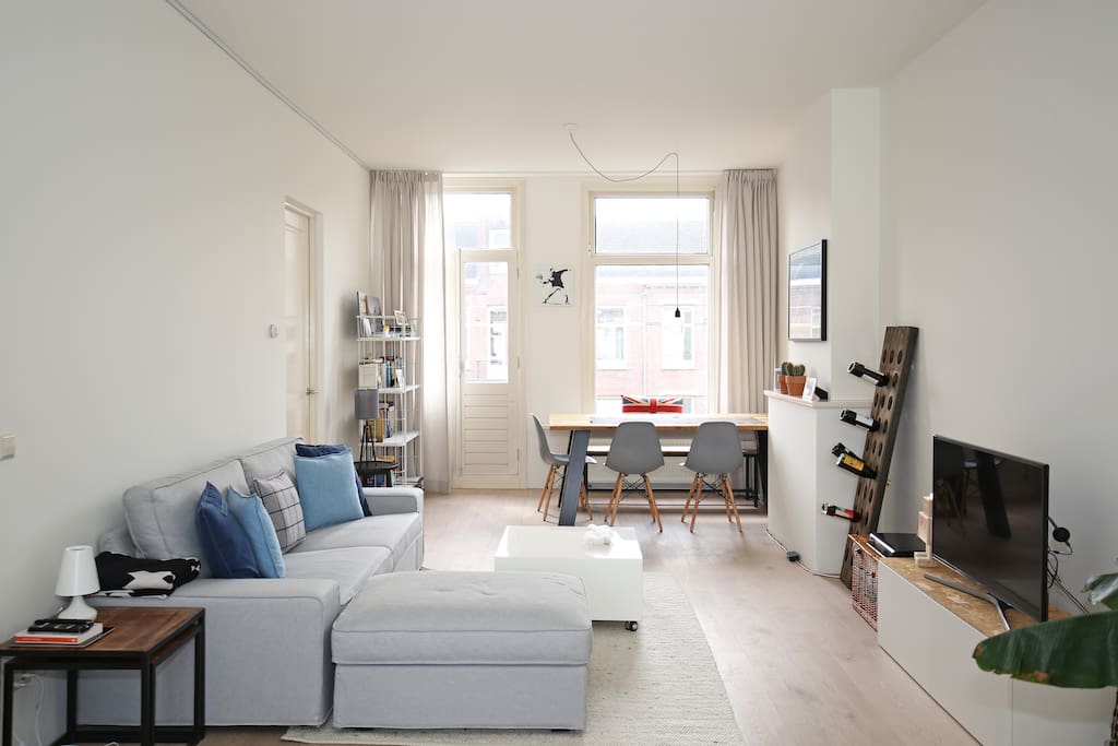 big, open-plan living space, viewed from the kitchen