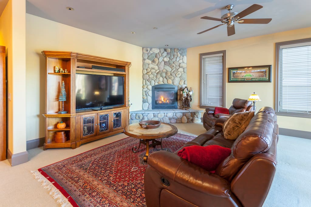 60 inch TV and sound system with Netflix, Xfinity cable, and Amazon Fire TV