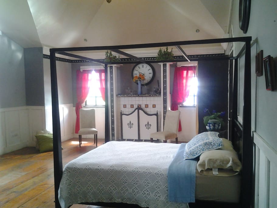 The Royal Suite with fireplace, double bed and two sofa beds. Spacious and roomy.