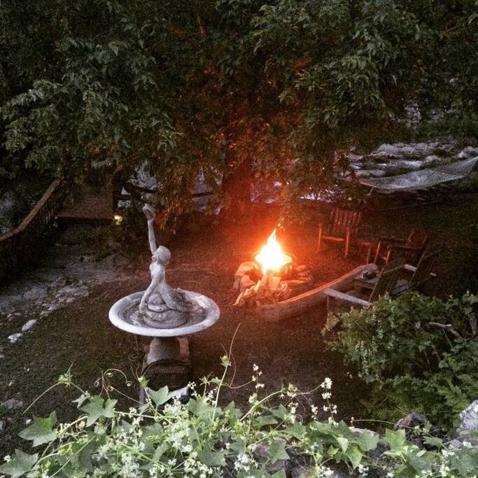 Night fire at Cozy Screen House