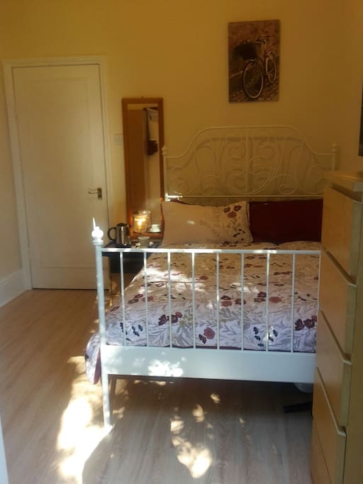 Medium size double room by British standards .