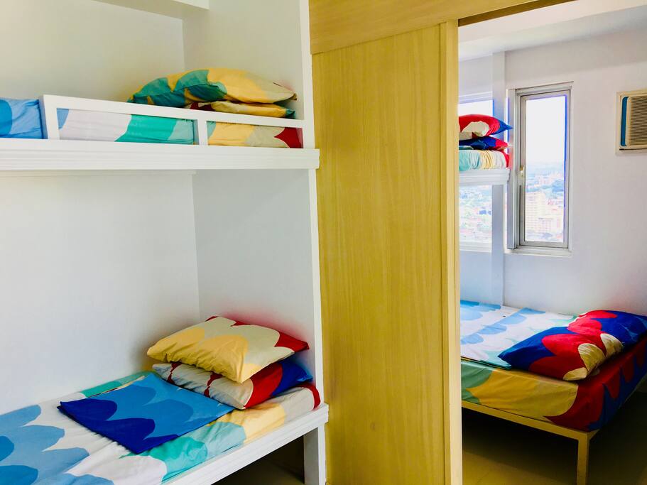5-pax can comfortably sleep in with 1 double bed and 3 bunk beds