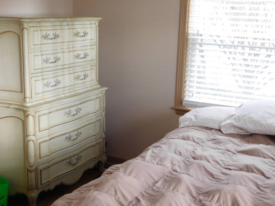 Downstairs bedroom with queen bed