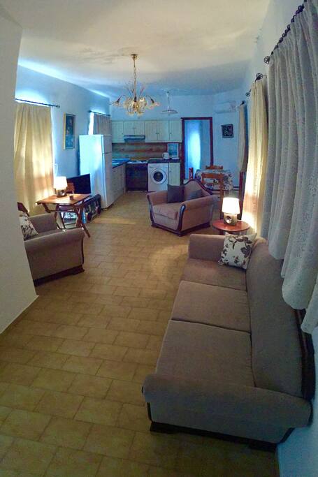 Main living room with couch-bed