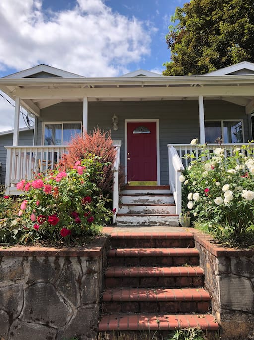Flowers in bloom! This is why we call Portland the City of Roses. Ask me for clippers if you’d like to take some home!