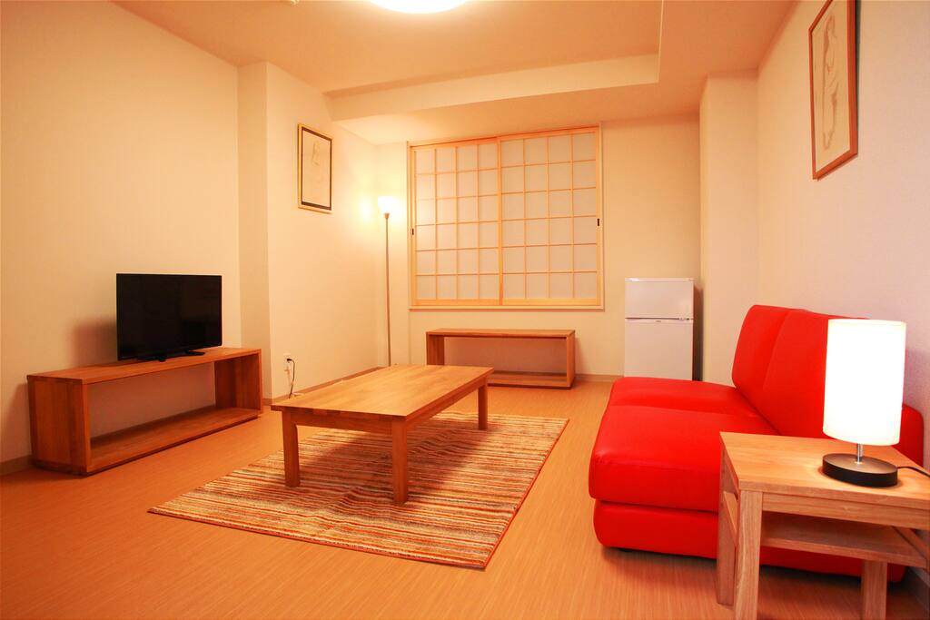 Living room with one sofa bed