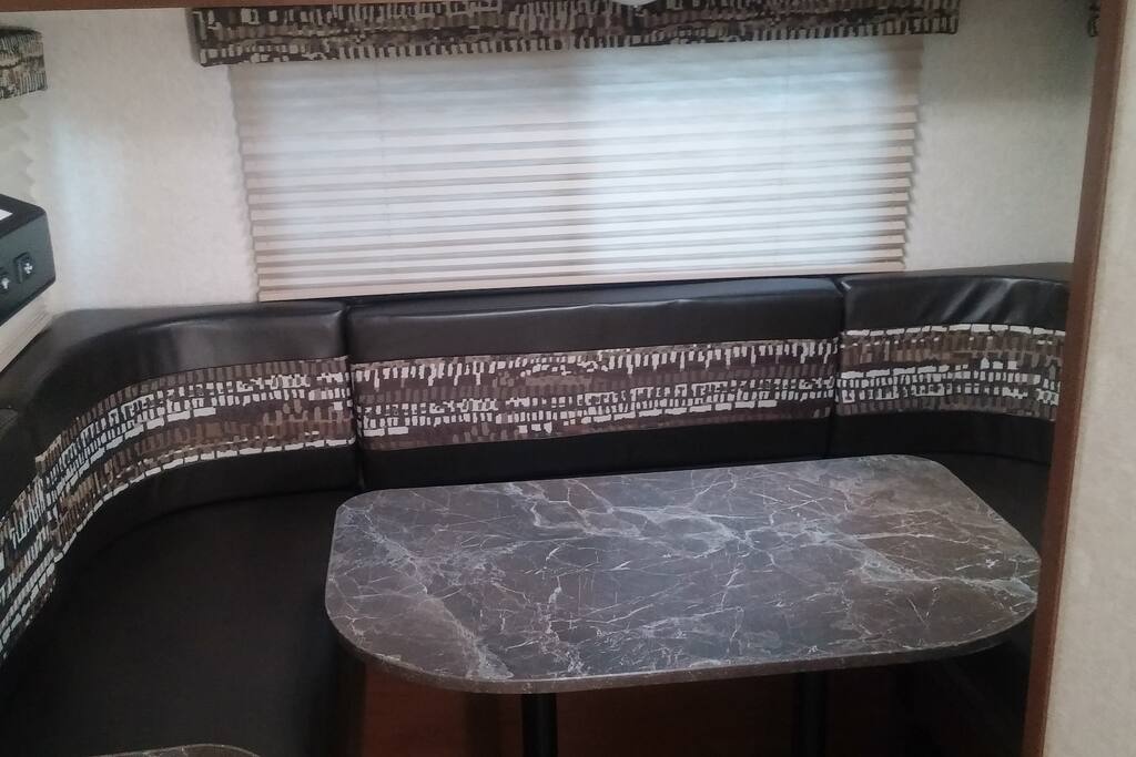 Nice seating area with stereo.
