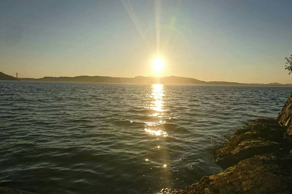 sunset at the beautiful Nordes park. 200 m from the aparment.